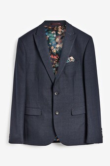 Dark Blue Slim Fit Check Suit: Jacket (A63521) | CA$176