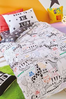 Born To Kids White Be Kind Organic Cotton Duvet Cover And Pillowcase Set (A63816) | $53 - $68