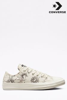 Converse Cream Floral All Star Ox Trainers (A63866) | ₪ 279