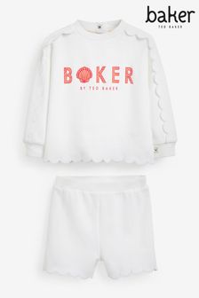 Baker By Ted Baker Set mit Sweatshirt und Shorts, Weiß (A64094) | 16 € - 17 €