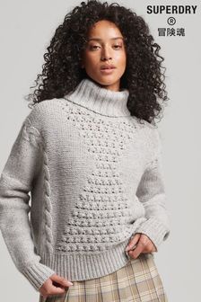 Superdry White Chunky Cable Roll Neck Jumper (A64116) | €44.50