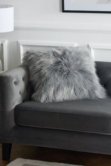Mid Grey Arctic Cosy Faux Fur Square Cushion (A64139) | €29