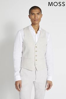 Moss Slim Fit Beige Suit: Waistcoat (A64203) | €35