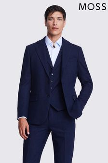 MOSS Ink Blue Tailored Fit Herringbone Suit Jacket (A64264) | kr2 910