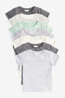 Grey 7 Pack Long Sleeve Floral Print And Solid Mix T-Shirts (A64362) | €24 - €25
