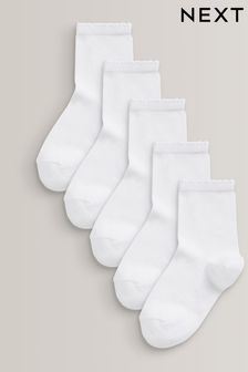 White 5 Pack Cotton Rich School Ankle Socks (A64391) | €6 - €8