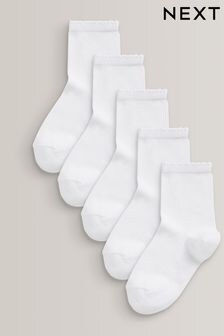 White 5 Pack Cotton Rich School Ankle Socks (A64391) | $9 - $12