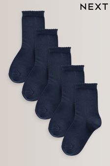 Navy Blue 5 Pack Cotton Rich School Ankle Socks (A64393) | OMR3