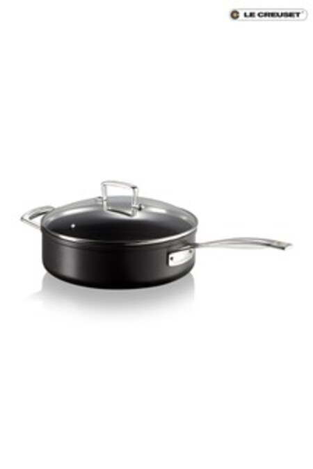 Le Creuset Black Toughened 26cm Non Stick Saute Pan with Glass Lid (A64486) | €184