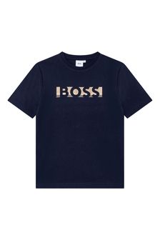 Blau - BOSS T-Shirt mit Capsule-Logo, Goldfarben (A64555) | 27 € - 31 €