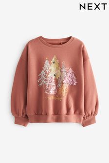 Rostbraun mit Pailletten - Weihnachtliches Sweatshirt (3-16yrs) (A64623) | 23 € - 31 €