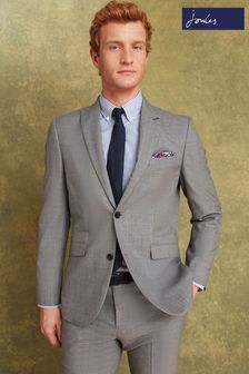 Joules Light Grey Wool Slim Fit Suit: Jacket (A64799) | €79