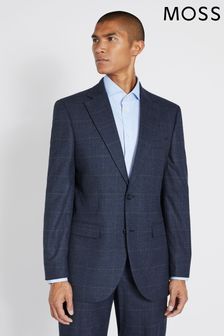 MOSS Regular Fit Blue With Khaki Check Suit