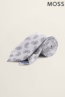 Moss Silver Tonal Paisley Silk Tie (A64952) | ₪ 140