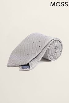 苔蘚銀灰色撞色點點絲綢領帶 (A64956) | HK$294