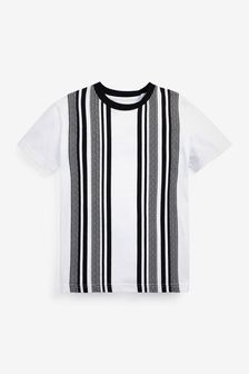 White/Black Vertical Stripe Short Sleeve T-Shirt (3-16yrs) (A65137) | €10 - €16.50