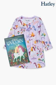Fioletowa koszula nocna Hatley Uni The Unicorn z motywem jednorożca (A65279) | 90 zł