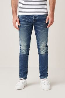 Blue Ripped Skinny Fit Essential Stretch Jeans (A65599) | ₪ 95