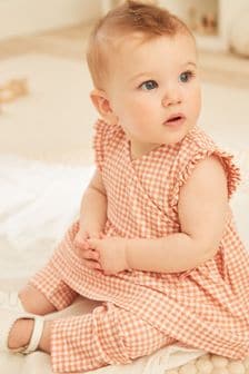 Pink Baby 2 Piece Gingham Wrap Top and Trouser Set (0mths-2yrs) (A66406) | €10 - €11.50