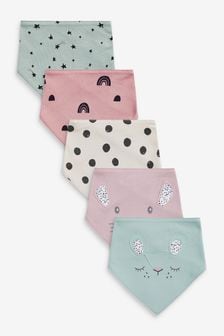 Pink Bunny Baby 5 Pack Dribble Bibs (A66495) | 6 BD