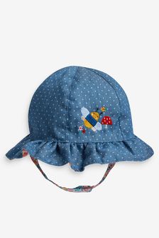 Mornarsko modra z drobnimi cvetlicami za dojenčke - Poletni klobuček za dojenčke (0 mesecev–2 let) (A66502) | €10