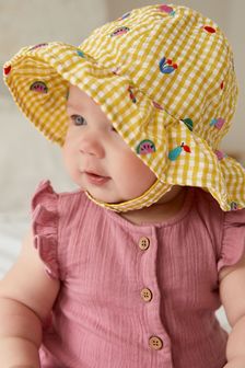 Yellow Gingham Baby Summer Bucket Hat (0mths-2yrs) (A66506) | €10