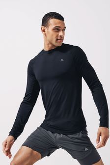 Black Crew Neck Long Sleeve Tee Next Active Muscle Fit Gym Tops (A66774) | ₪ 70