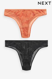 Orange Lace Extra High Leg Knickers 2 Pack (A66875) | AED32