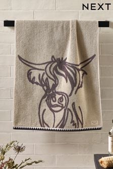 Grey Hamish the Highland Cow 100% Cotton Towel (A66883) | ￥1,240 - ￥2,780