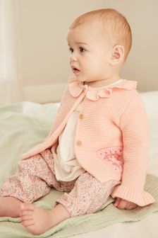 Pink Crochet Detail Baby Cardigan (0mths-2yrs) (A67000) | €22.50 - €25