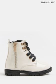River Island Cream Lace Up Boots (A67101) | R549