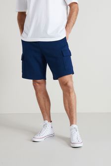 Blue Loose Fit Relaxed Fit Jersey Cargo Shorts (A67200) | 9 BD