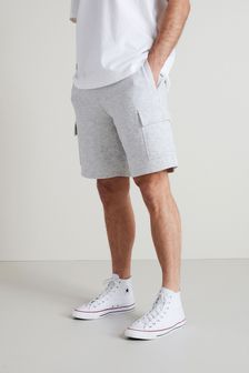 Light Grey Loose Fit Relaxed Fit Jersey Cargo Shorts (A67201) | ₪ 76
