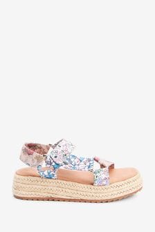 White Floral Patchwork Wedge Sandals (A67310) | €12 - €15
