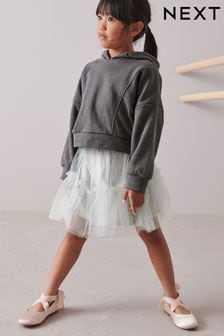 Серый - Комплект из худи и юбки из тюля (3-16 лет) (A67407) | €23 - €28