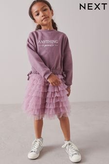 Pink Lilac Sweatshirt Top and Tulle Skirt Set (3-16yrs) (A67408) | €24 - €30