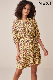 Yellow Ditsy Print V-Neck Mini Dress (A67643) | 33 €