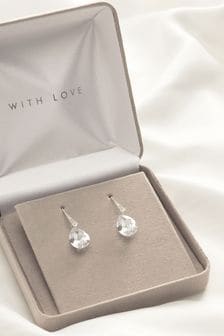 Silver Plated Bridal Premium Diamanté Drop Earrings (A67796) | $31