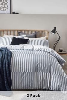 Set of 2 Blue Ombre Stripe Duvet Cover and Pillowcase Set 2 Pack Banner (A67825) | ₪ 82 - ₪ 180