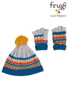 Siv komplet pletene kape in rokavic z vzorcem fairisle Frugi (A67899) | €12