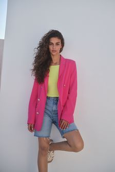 Pink Relaxed Military Blazer (A68042) | kr489