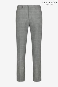 Ted Baker Lt Grey Tonal Check Slim Fit Trousers (A68138) | $214