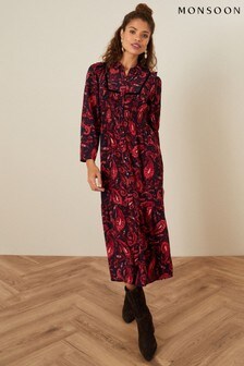Monsoon Women's Red Paisley Print Midi Dress (A68177) | 32 €