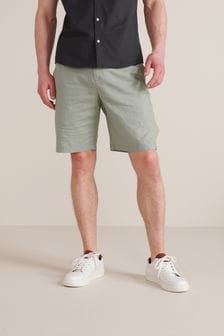Sage Green Straight Fit Lightweight Elasticated Waist Shorts With Stretch (A68206) | €15