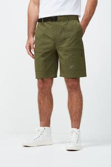 Khaki Green Belted Hiking Cargo Shorts (A68253) | $42