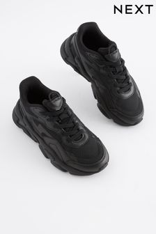 Black With Black Sole Elastic Lace Trainers (A68269) | 14,050 Ft - 17,170 Ft