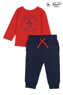 Original Penguin Red Long-Sleeve T-Shirt And Joggers Set (A68278) | ₪ 116