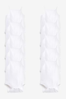 White Baby 10 Pack Vest Bodysuits (0mths-3yrs) (A68504) | 9,050 Ft - 9,950 Ft