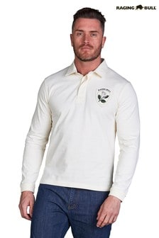 Raging Bull Cream Heritage Rugby Shirt (A68589) | ₪ 326 - ₪ 373