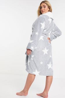 Серо-белый флисовый халат со звездами Figleaves FL (A68677) | €41
